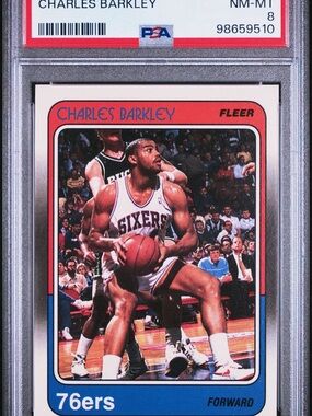 1988 FLEER #85 CHARLES BARKLEY PSA 8